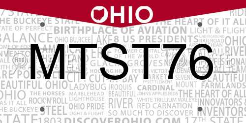 MTST76 Ohio License Plate