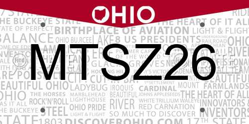 MTSZ26 Ohio License Plate