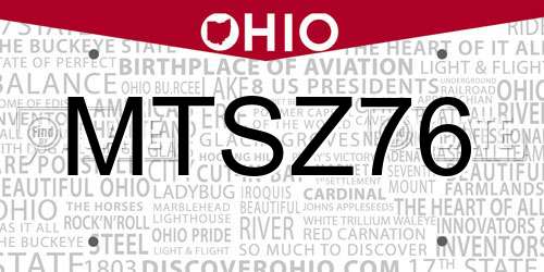 MTSZ76 Ohio License Plate