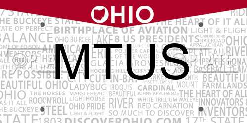 MTUS Ohio License Plate