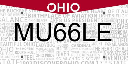 MU66LE Ohio License Plate