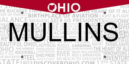 MULLINS Ohio License Plate