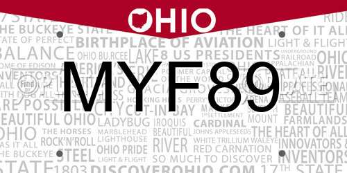 MYF89 Ohio License Plate