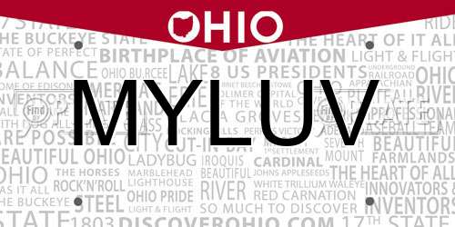 MYLUV Ohio License Plate