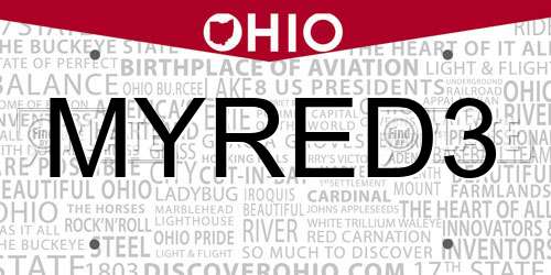 MYRED3 Ohio License Plate