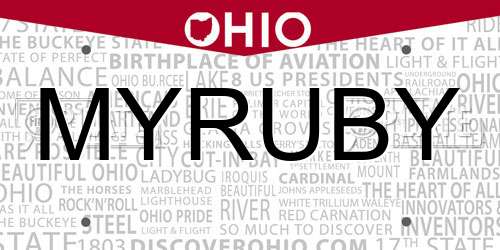 MYRUBY Ohio License Plate