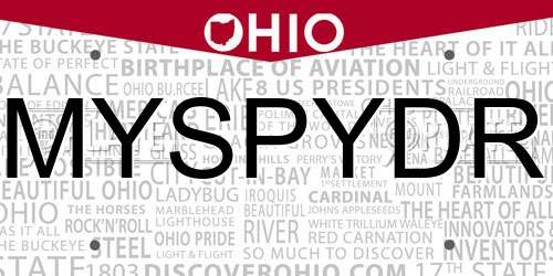 MYSPYDR Ohio License Plate