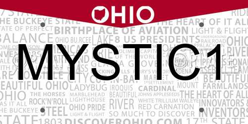 MYSTIC1 Ohio License Plate