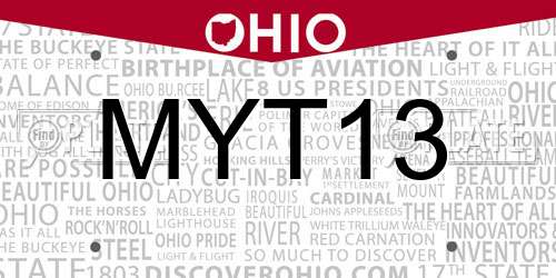 MYT13 Ohio License Plate