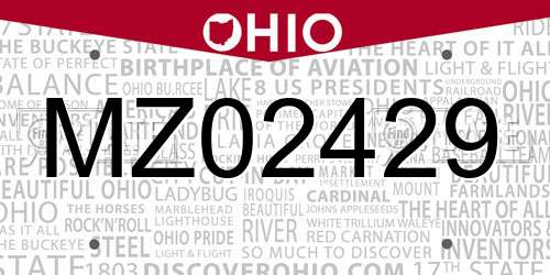 MZ02429 Ohio License Plate