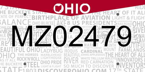 MZ02479 Ohio License Plate