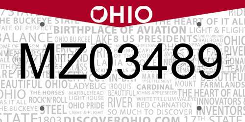 MZ03489 Ohio License Plate