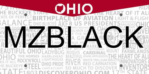 MZBLACK Ohio License Plate