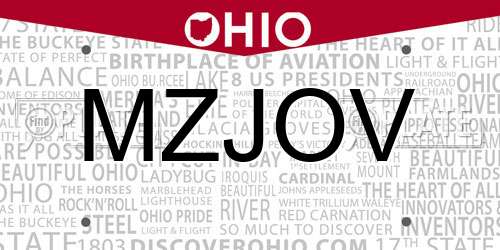 MZJOV Ohio License Plate