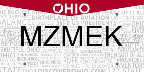 MZMEK Ohio License Plate