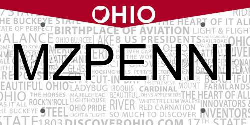 MZPENNI Ohio License Plate