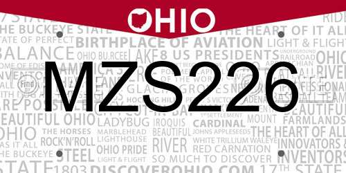MZS226 Ohio License Plate