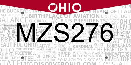 MZS276 Ohio License Plate