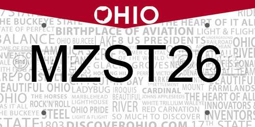 MZST26 Ohio License Plate