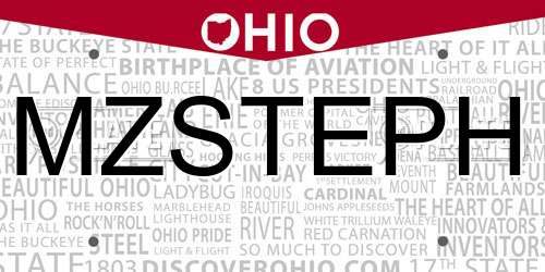 MZSTEPH Ohio License Plate