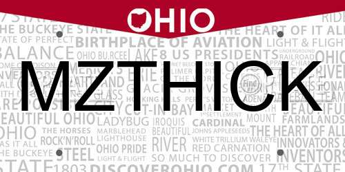 MZTHICK Ohio License Plate