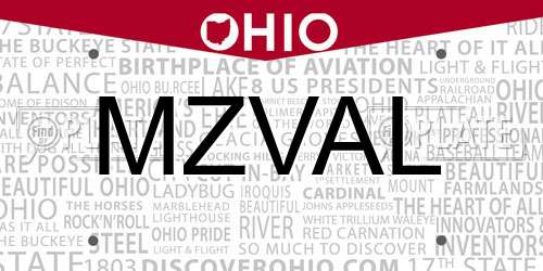 MZVAL Ohio License Plate