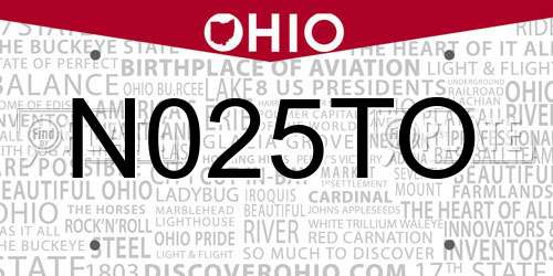 N025TO Ohio License Plate