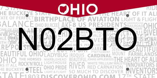 N02BTO Ohio License Plate