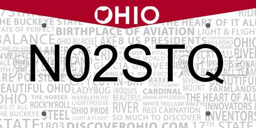 N02STQ Ohio License Plate