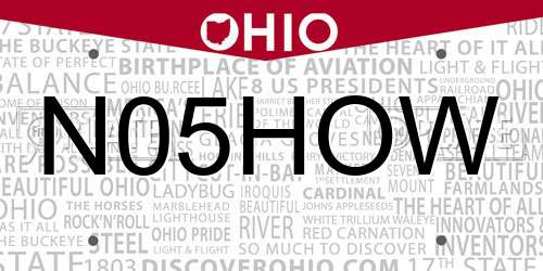 N05HOW Ohio License Plate