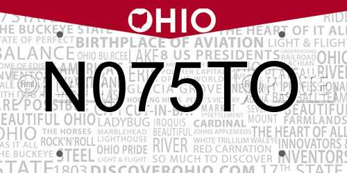N075TO Ohio License Plate