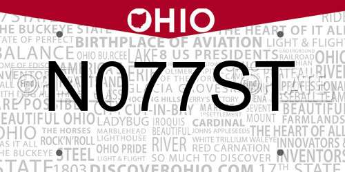 N077ST Ohio License Plate