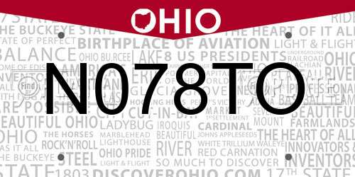 N078TO Ohio License Plate
