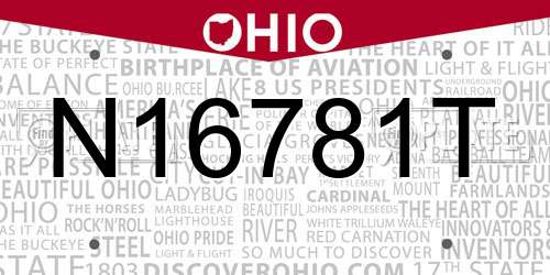 N16781T Ohio License Plate