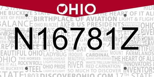 N16781Z Ohio License Plate