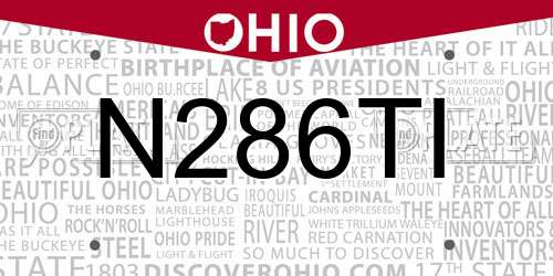 N286TI Ohio License Plate