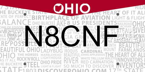 N8CNF Ohio License Plate
