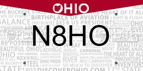 N8HO Ohio License Plate