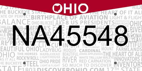 NA45548 Ohio License Plate