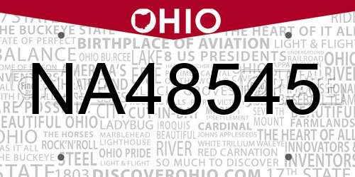 NA48545 Ohio License Plate