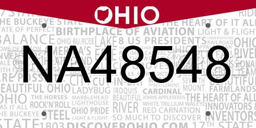NA48548 Ohio License Plate