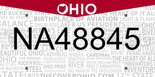 NA48845 Ohio License Plate