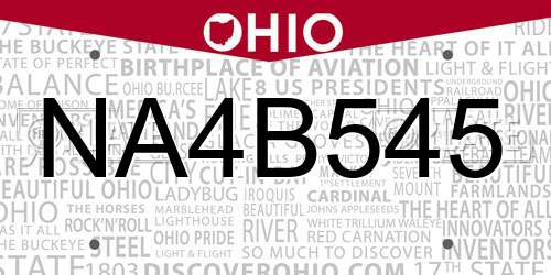 NA4B545 Ohio License Plate