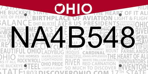 NA4B548 Ohio License Plate
