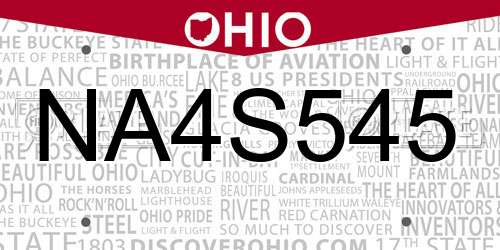 NA4S545 Ohio License Plate
