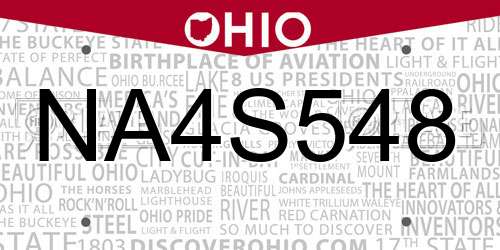 NA4S548 Ohio License Plate