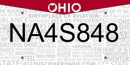 NA4S848 Ohio License Plate