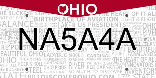 NA5A4A Ohio License Plate
