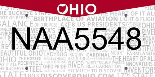 NAA5548 Ohio License Plate