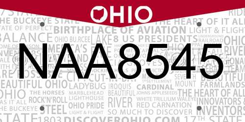NAA8545 Ohio License Plate